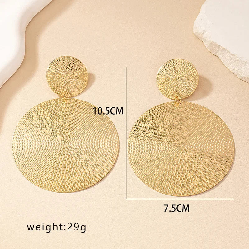 New Fashion Big Circle Metal Disc Dangle Earring for Women Exaggerated Punk Pendant Earring Charm Jewelry Gifts